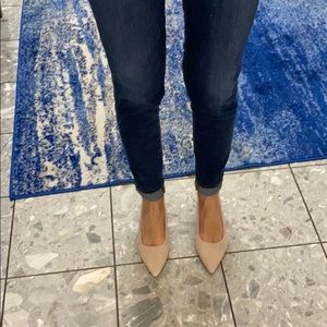 Light pink suede pumps